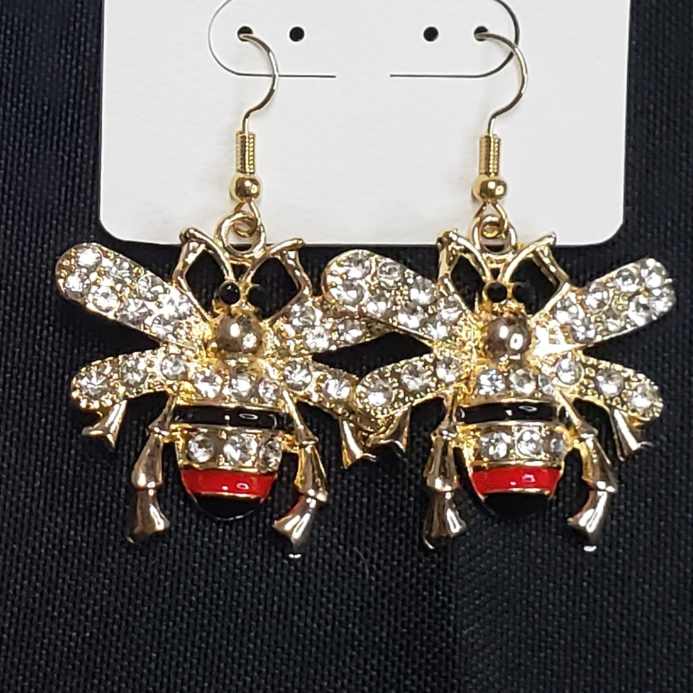 Abella Gold and Silver Crystal Bee Earrings